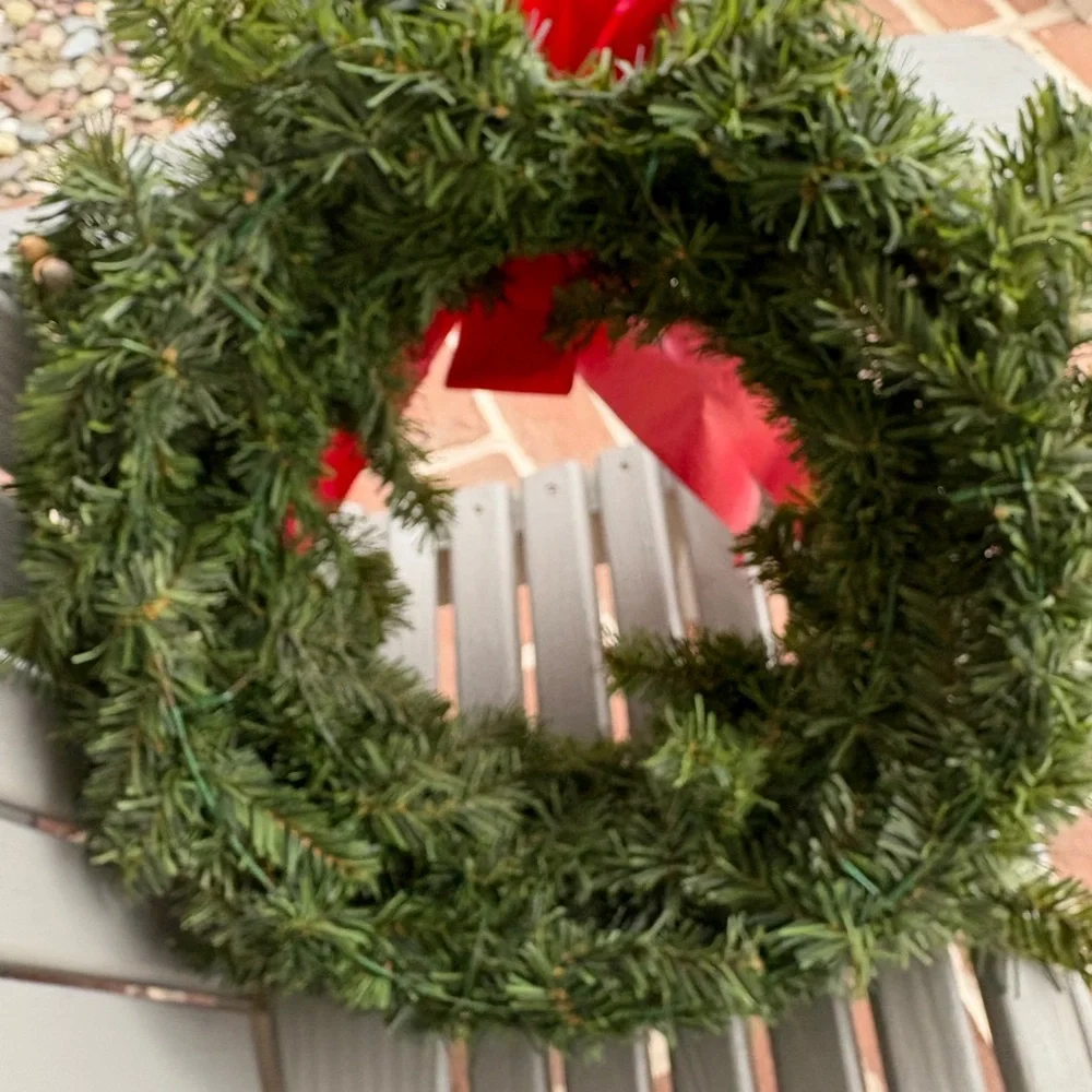 Holiday Evergreen Wreath with Red Bow